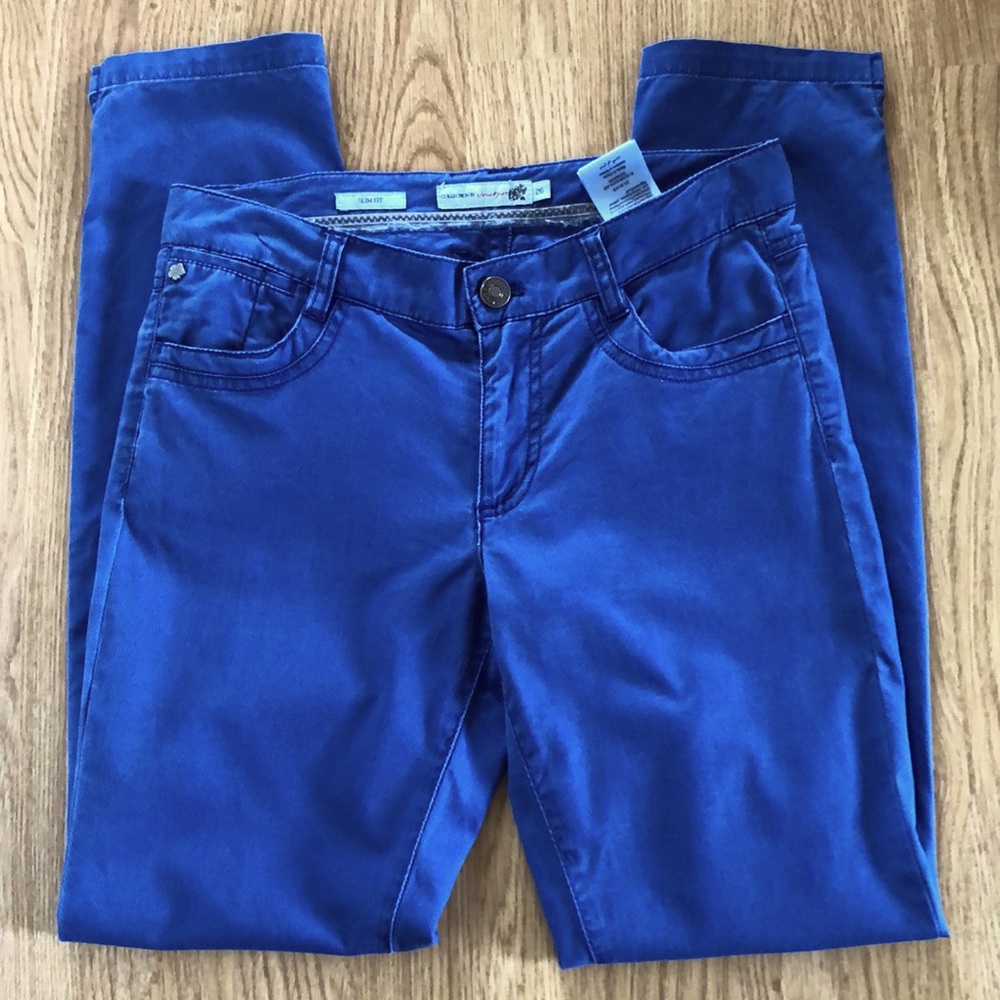 Jackpot Slim Fit Blue Cotton Ankle Pants